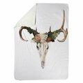 Begin Home Decor 60 x 80 in. Deer Skull with Roses-Sherpa Fleece Blanket 5545-6080-AN405